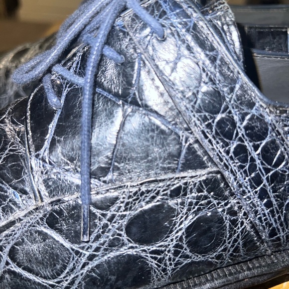 David Eden Alligator Skin Dress Derby Shoes Blue 9M - Picture 7 of 16